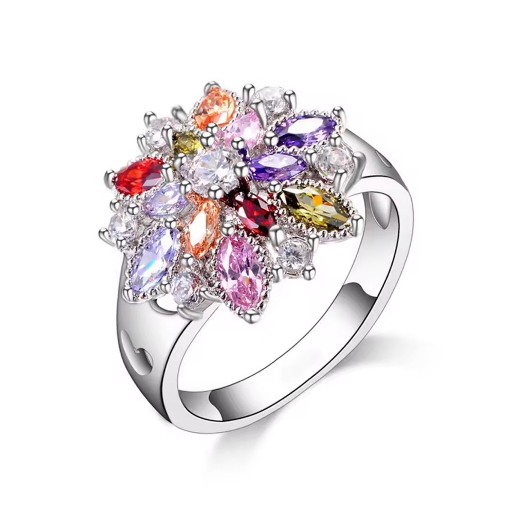 NEW Multicolor Gemstone Silver Ring